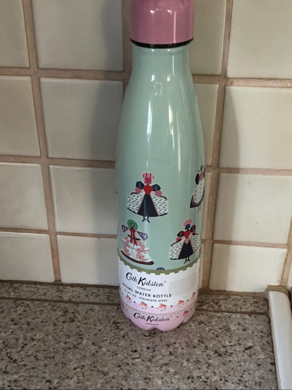 Cath Kidston Mint & Pink Floral Print Stainless Steel Bottle